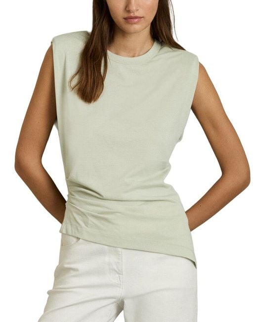 Reiss White Sadie Capped Sleeve T-Shirt