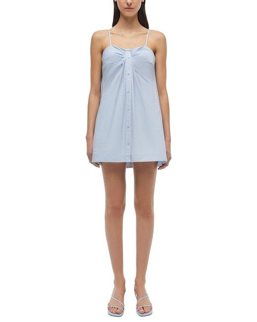 Jonathan Simkhai Blue Kendall Twisted Button Front Mini Dress
