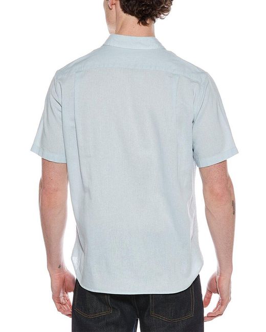 Vince Blue Linen-Blend Button-Down Shirt for men