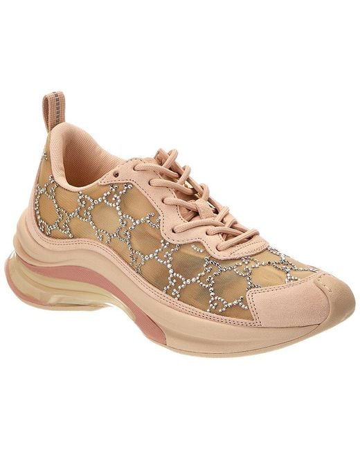 Gucci Natural Run Gg Mesh & Suede Sneaker