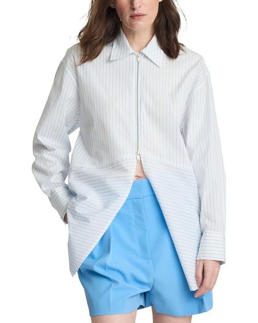 Kenneth Cole Blue Front Paneled 1/2-Zip Shirt