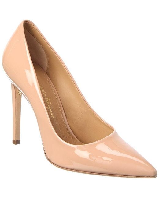Ferragamo Pink Ilary Pointed-Toe Patent Pump