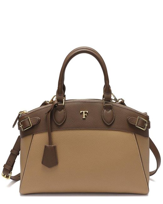 Tiffany & Fred Paris Brown Grained Leather Top-Handle Satchel