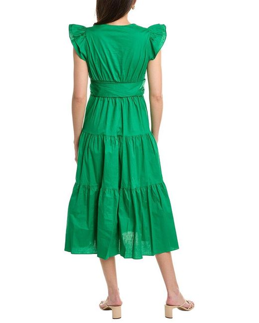 Maison Tara Green Poplin Midi Dress