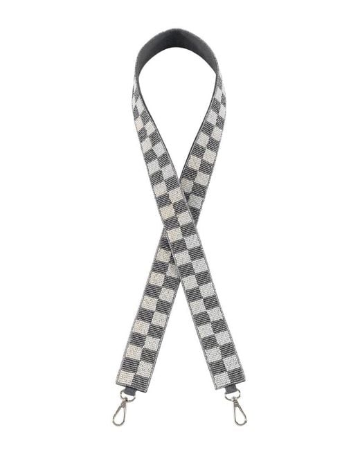 Shiraleah Metallic Check Pattern Beaded Bag Strap
