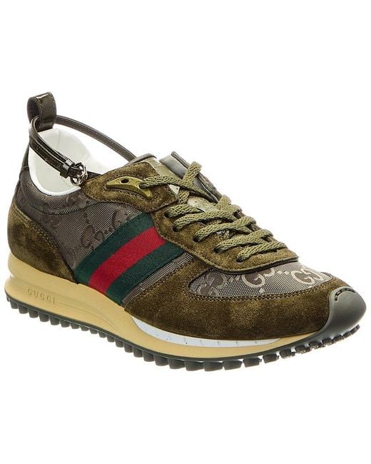 Gucci Green Re-Motion Gg Nylon & Suede Sneaker