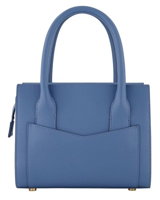 Mac Duggal Blue Small Leather Tote