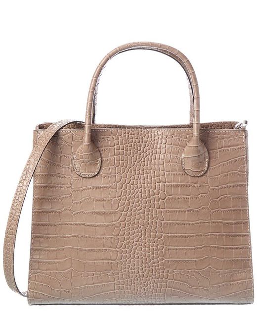 Italian Leather Brown Top Handle Tote