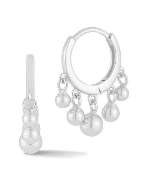 Glaze Jewelry White Silver Graduated Ball Hoops