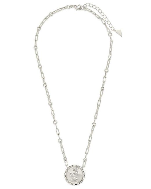 Sterling Forever White Rhodium Plated Cz Bold Link Virgo Zodiac Necklace