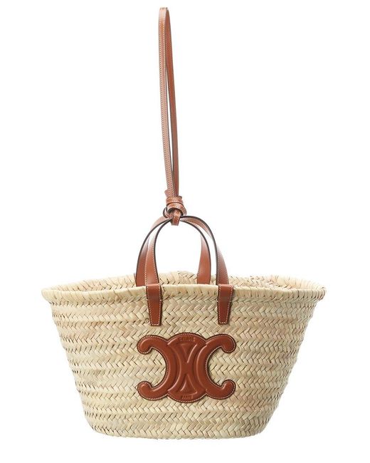 Celine Teen Triomphe Straw & Leather Tote | Lyst