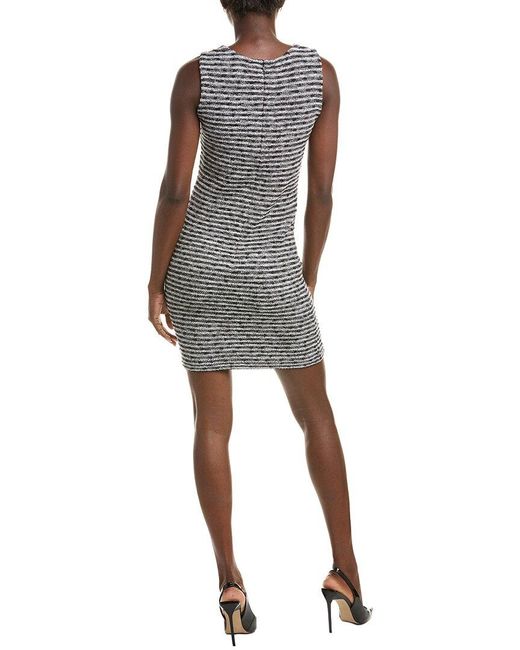 St. John Gray Slub Tweed Knit Mini Dress