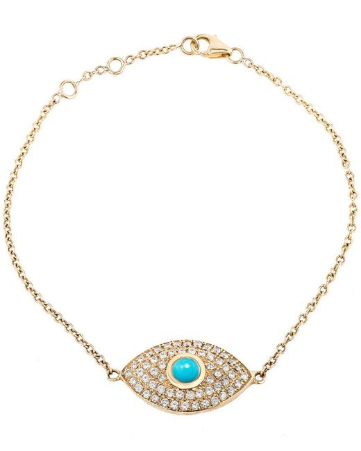 Ariana Rabbani Metallic 14k 0.57 Ct. Tw. Diamond & Turquoise Evil Eye Bracelet