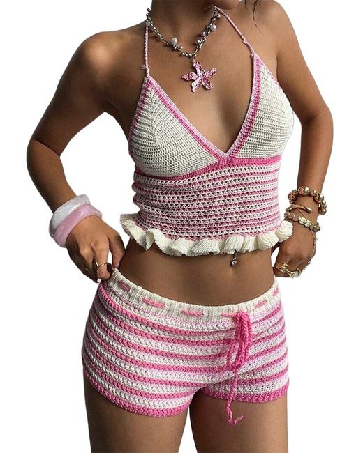 Homeyee Purple 2Pc Top & Short Set