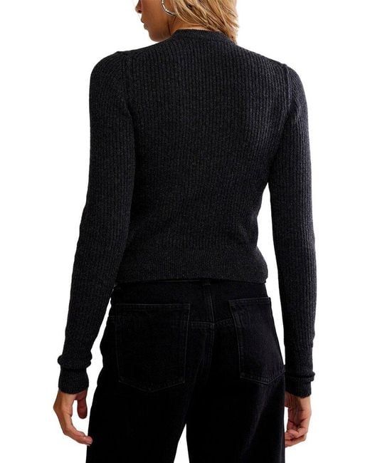 Free People Black Even After Linen-Blend Sweater