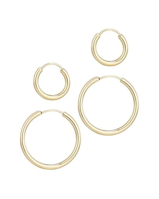 Adornia Metallic 14K Plated Set Of 2 Endless Hoop Earrings
