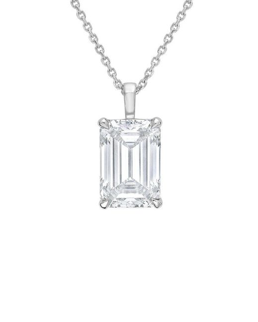 Diana M White 14K 15.00 Ct. Tw. Lab-Grown Diamond Solitaire Pendant