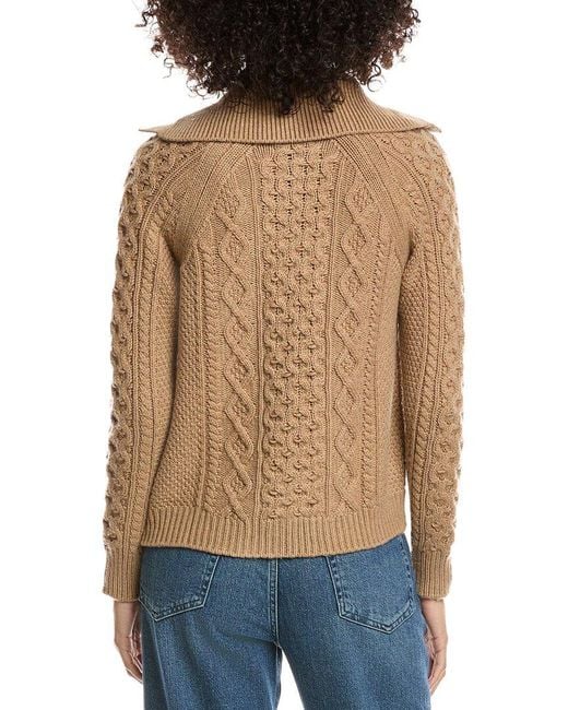 Forte Blue Wool & Cashmere-Blend Luxe Cable Cardigan