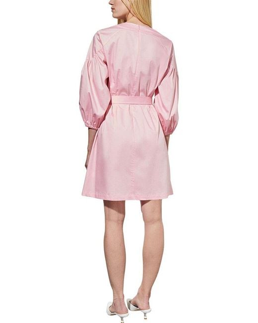 Ming Wang Pink Puff Sleeve Mini Sheath Dress