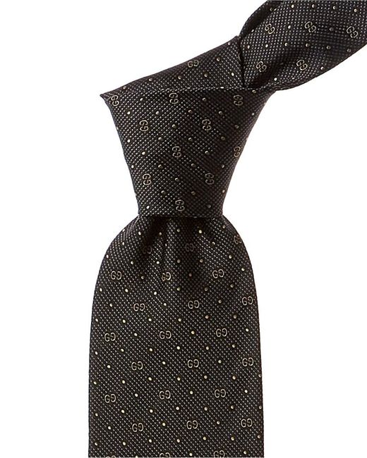Gucci Black Navy Interlocking G Silk Tie for men