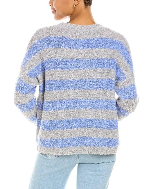 Autumn Cashmere Blue Boucle Striped Wool & Cashmere-Blend Sweater