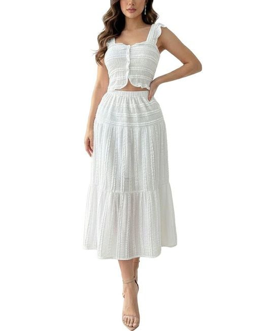 Tedora White 2Pc Top & Skirt Set