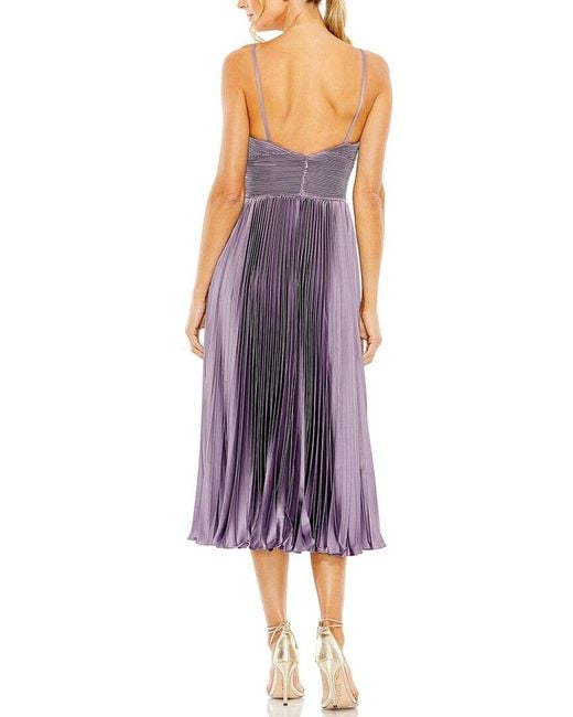 Mac Duggal Purple Slim Strap Pleated Dress