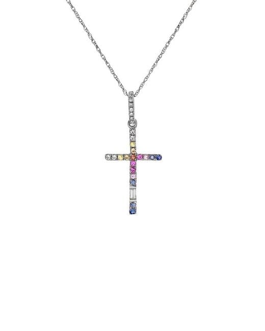 Diana M White Fine Jewelry 14k 0.24 Ct. Tw. Diamond & Sapphire Cross Pendant