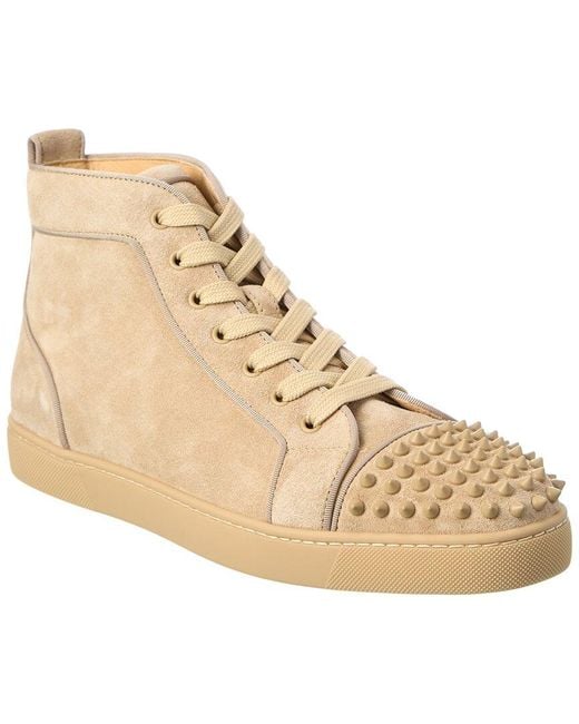 Christian Louboutin Lou Spikes Canvas Sneakers in Natural