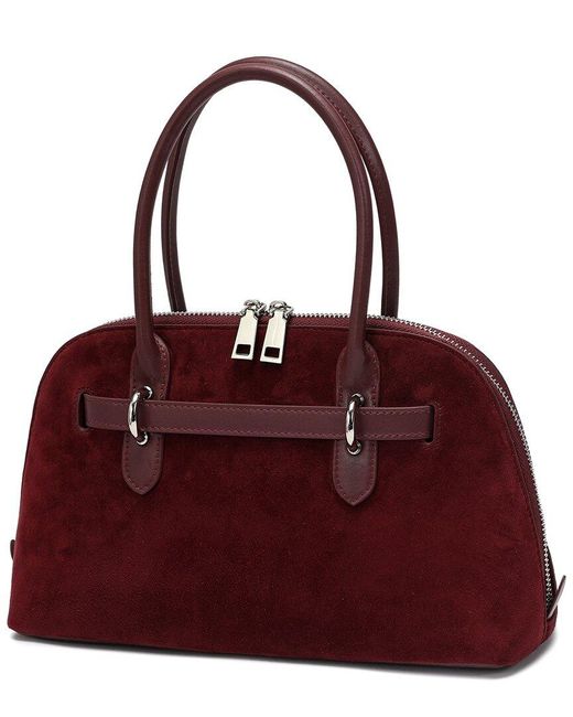 Tiffany & Fred Paris Purple Suede & Leather Satchel