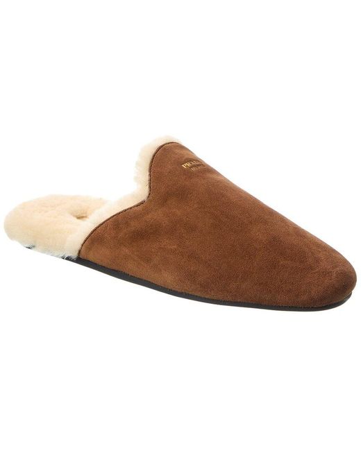 Prada Brown Logo Suede Mule