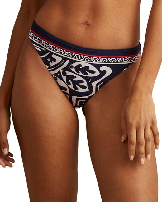 Reiss Black Mia Scarf Print Fixed Side Bikini Bottom