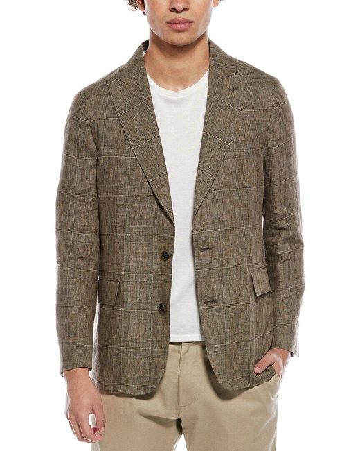 Todd Snyder Brown Plaid Linen Sutton Jacket for men