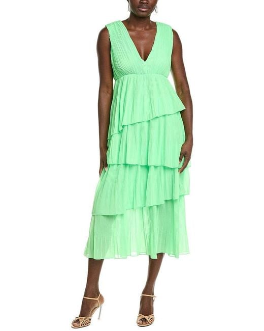 Marion Green Tiered Midi Dress