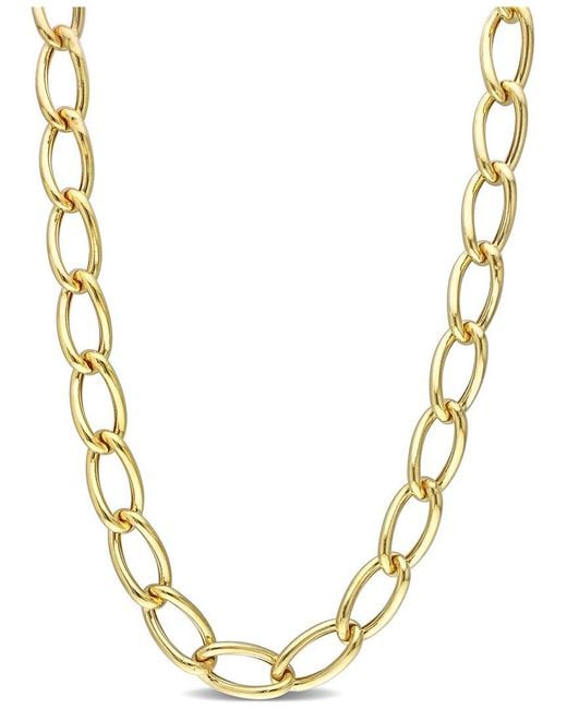 Italian Silver Metallic 18K Over Hollow Link Chain Necklace