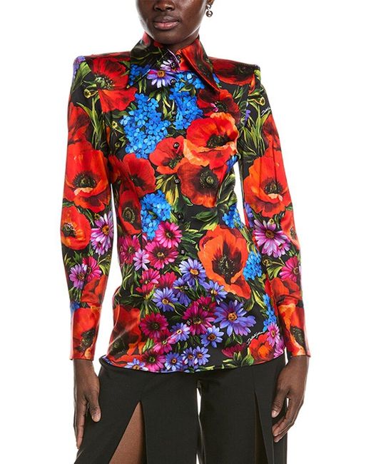 Dolce & Gabbana Red Shoulder Pad Shirt