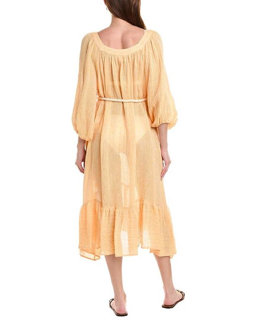 Lisa Marie Fernandez Metallic Laure Linen-Blend Midi Dress