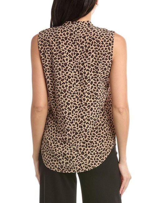 St. John Brown Spotted Leopard Silk Top