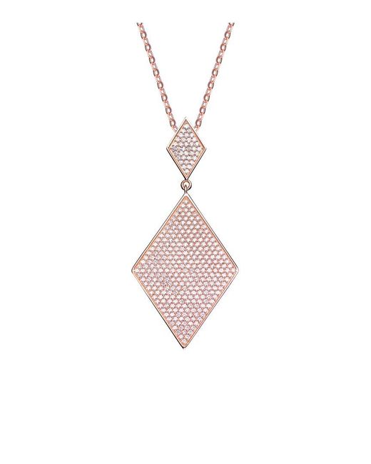 Genevive Jewelry Pink 18k Rose Gold Plated Cz Statement Pendant