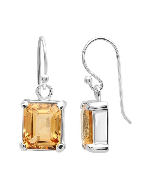 MaxColor Metallic 4.00 Ct. Tw. Citrine Dangle Earrings