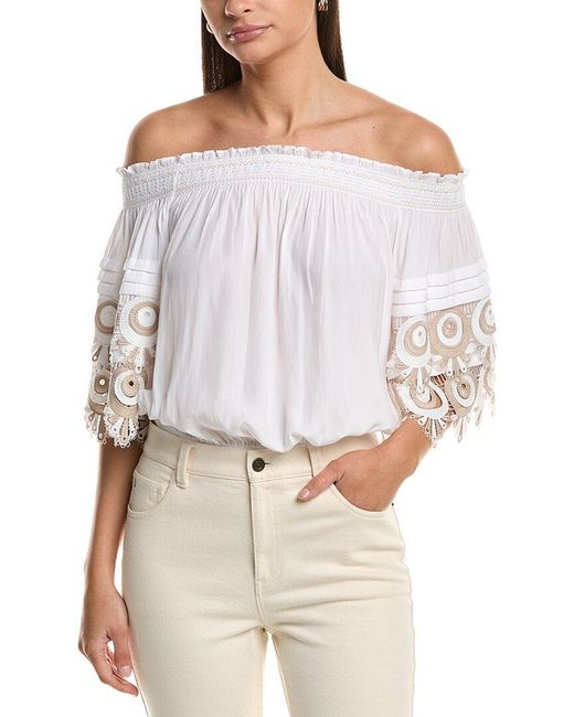 Ramy Brook White Sabrina Top