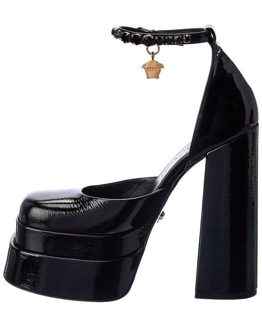 Versace Black Medusa Patent Platform Pump
