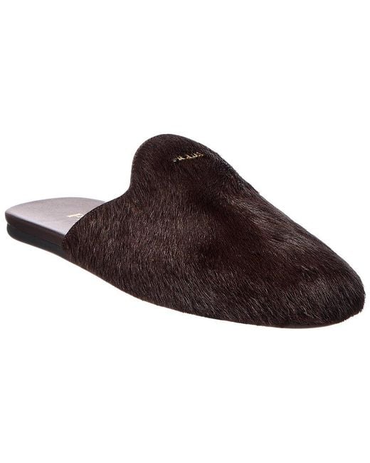 Prada Brown Haircalf Mule