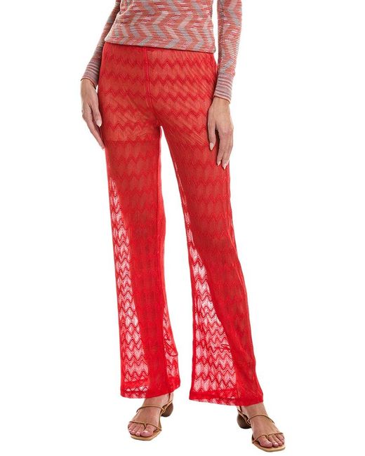 Missoni Red Viscose Zig Zag Print Pants