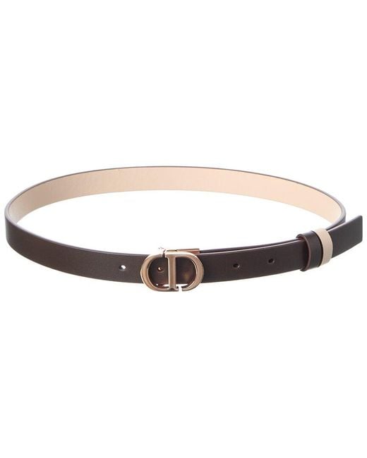 Dior White Montaigne Reversible Leather Belt