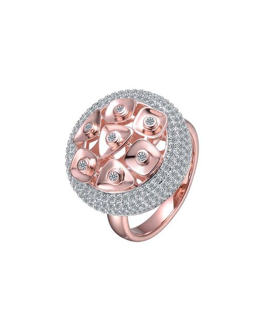 Genevive Jewelry White 18k Rose Gold Over Silver Cz Statement Ring