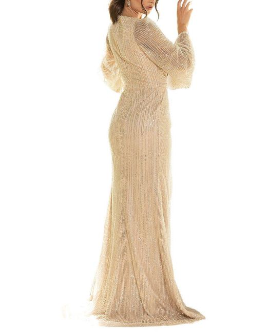 Terani Natural Beaded Solid Maxi Dress