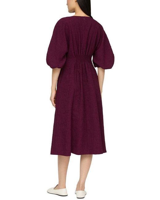 Lafayette 148 New York Purple Short Balloon Sleeve A-Line Dress