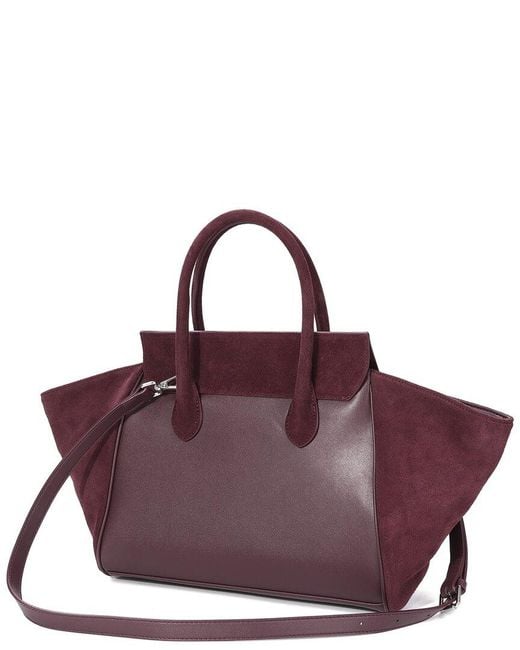 Tiffany & Fred Paris Purple Suede & Leather Winged Tote
