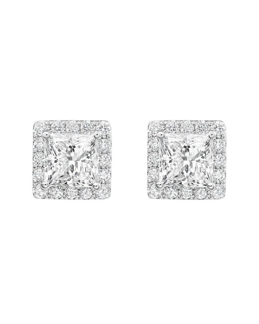 Diana M Metallic 14K 15.00 Ct. Tw. Lab-Grown Diamond Halo Earrings